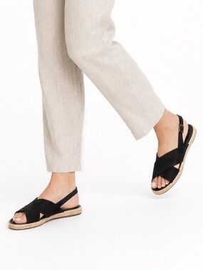 Louise et Cie Isamari Suede Slingback Sandals Size 7 Black Espadrille NWOT
